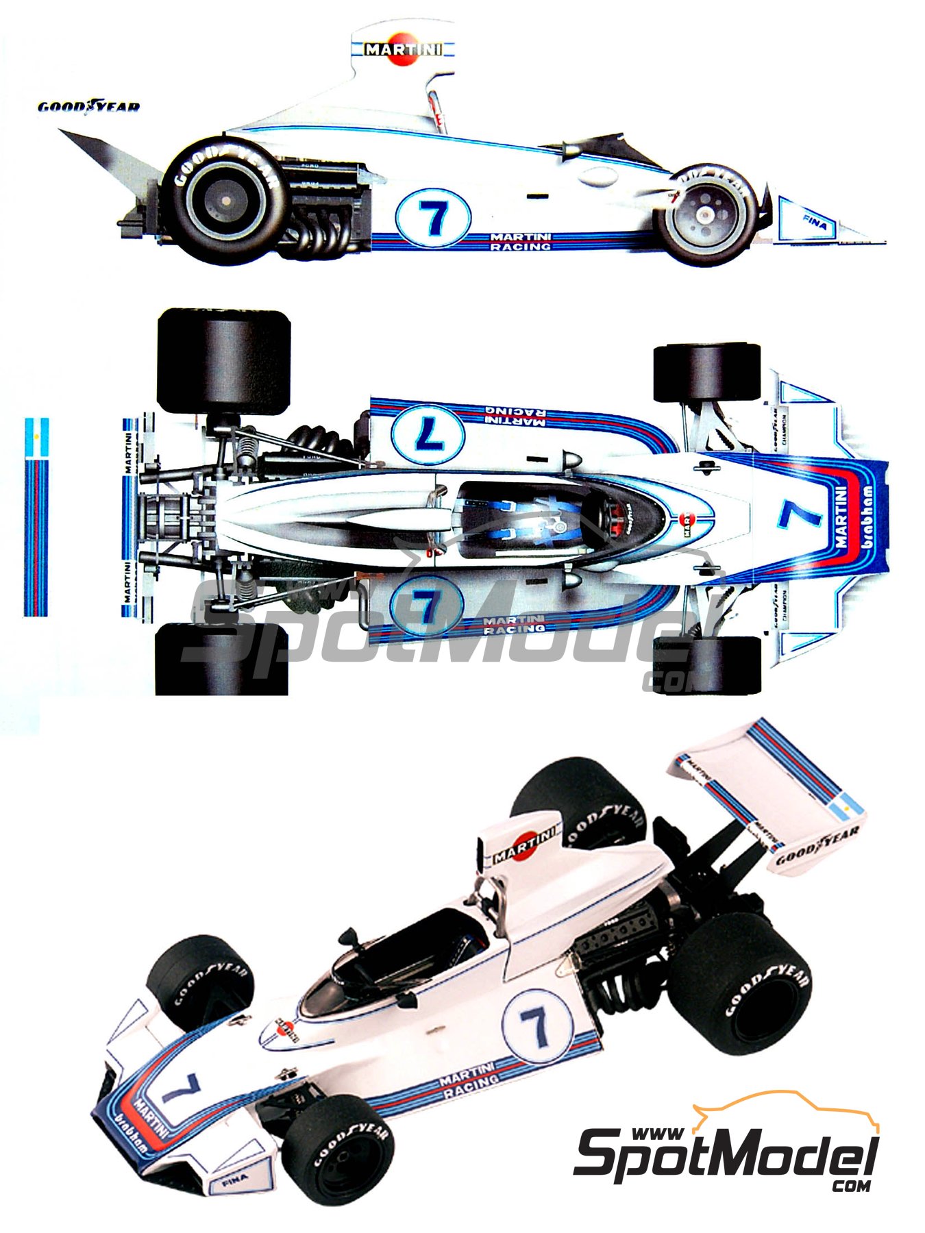 Brabham BT44B Brabham Racing Organisation Team sponsored by Martini -  German Formula 1 Grand Prix 1975. Car scale model kit in 1/43 scale  manufactured